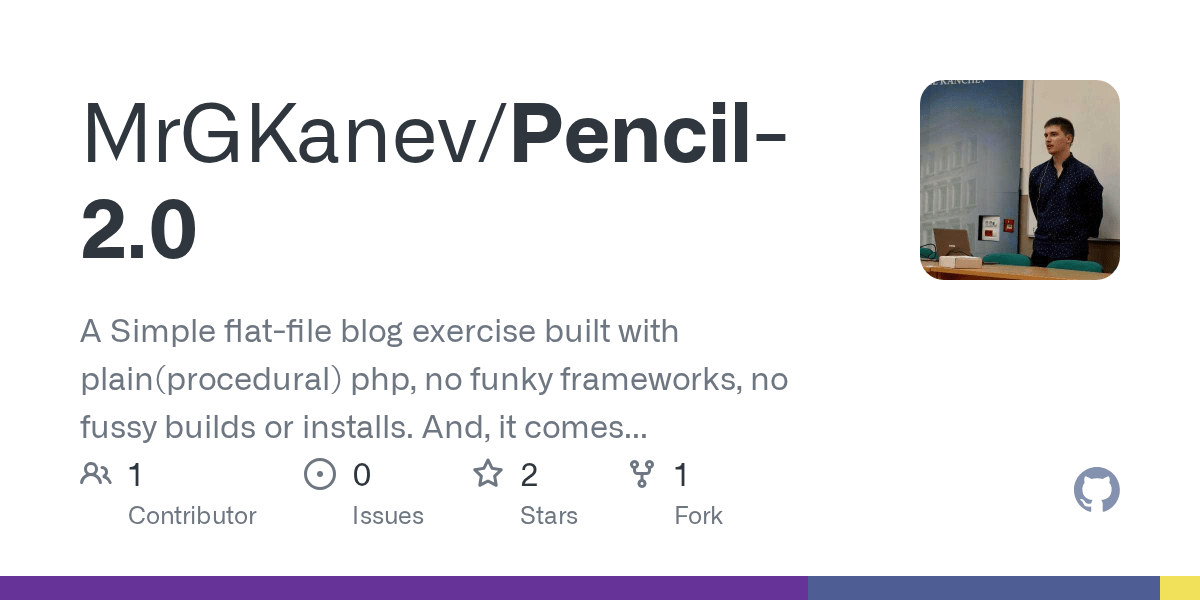 GitHub MrGKanev/Pencil2.0 A Simple flatfile blog exercise built with plain(procedural) php
