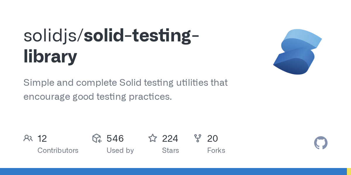 GitHub solidjs/solidtestinglibrary Simple and complete Solid