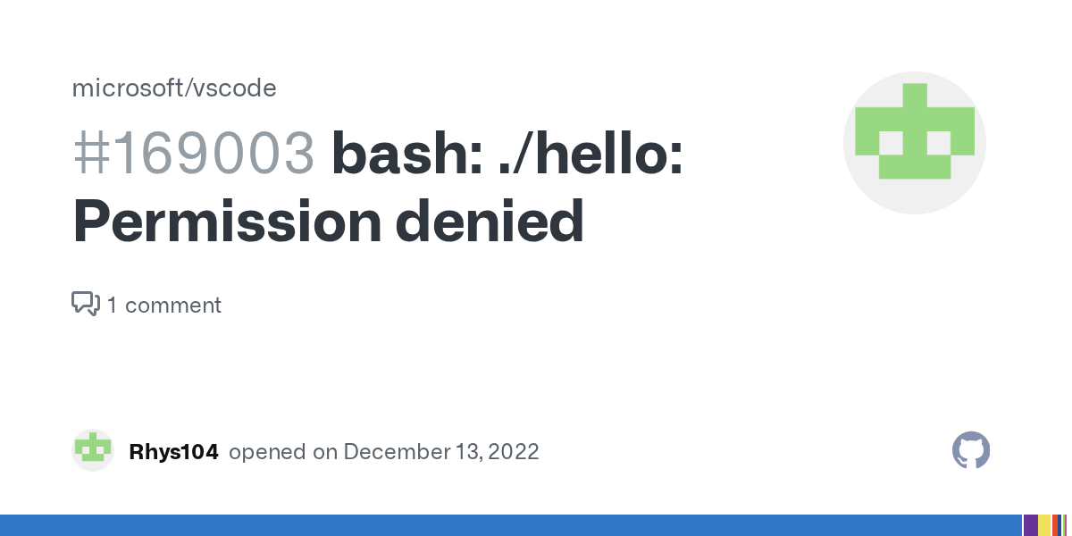 bash ./hello Permission denied · Issue 169003 · microsoft/vscode