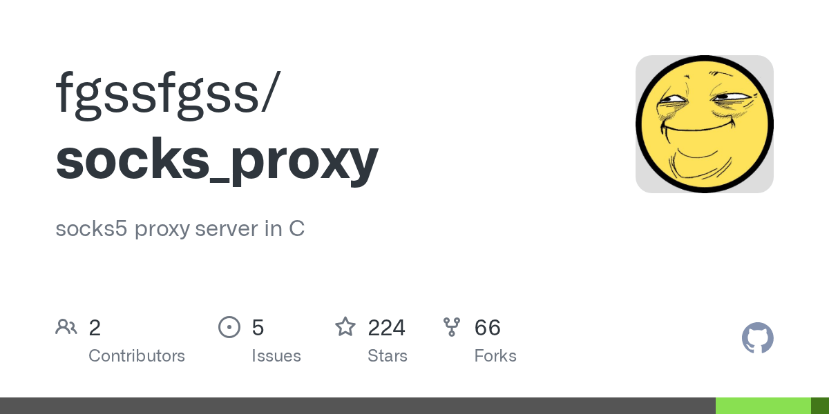 GitHub fgssfgss/socks_proxy socks5 proxy server in C