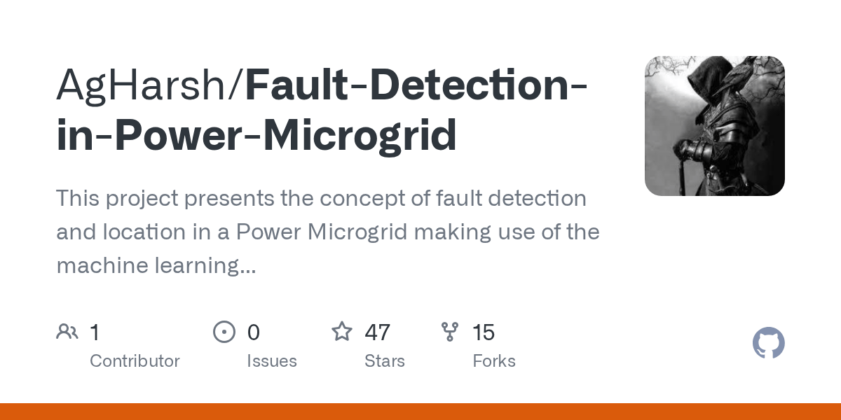 GitHub AgHarsh/FaultDetectioninPowerMicrogrid This project