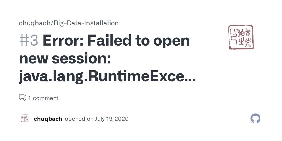 Error Failed to open new session java.lang.RuntimeException org