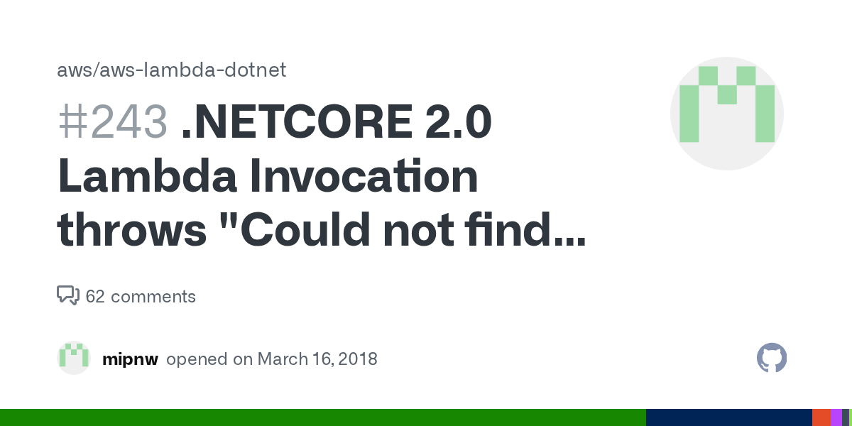 2.0 Lambda Invocation throws "Could not find the required deps