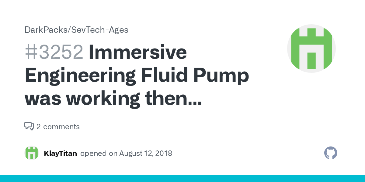 Immersive Engineering Fluid Pump was working then stopped. · Issue