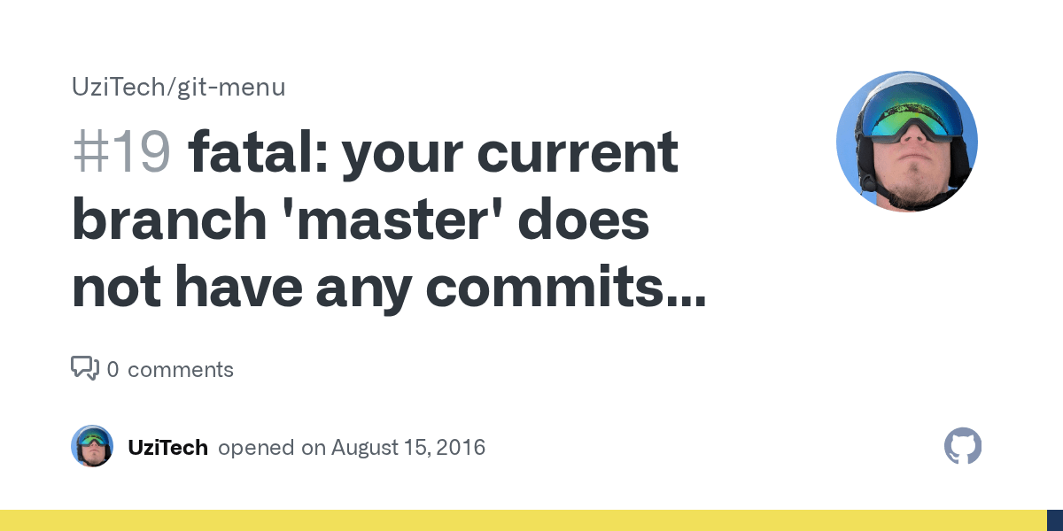 fatal your current branch 'master' does not have any commits yet