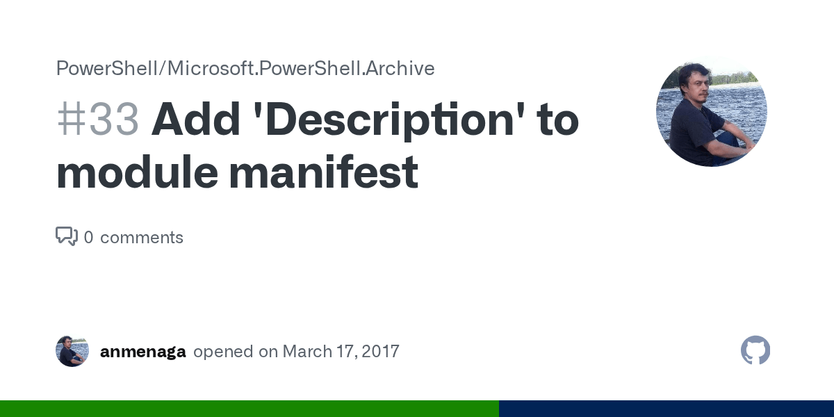 Add 'Description' to module manifest · Issue 33 · PowerShell/Microsoft