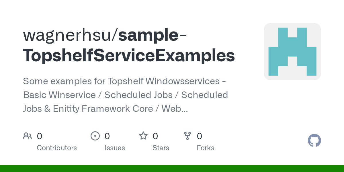 GitHub wagnerhsu/sampleTopshelfServiceExamples Some examples for