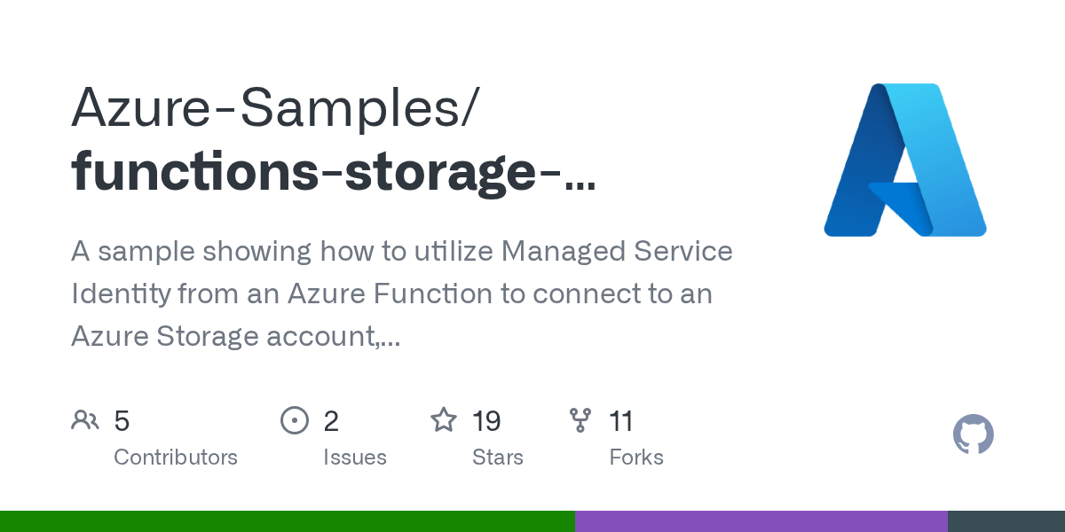 GitHub AzureSamples/functionsstoragemanagedidentity A sample showing how to utilize
