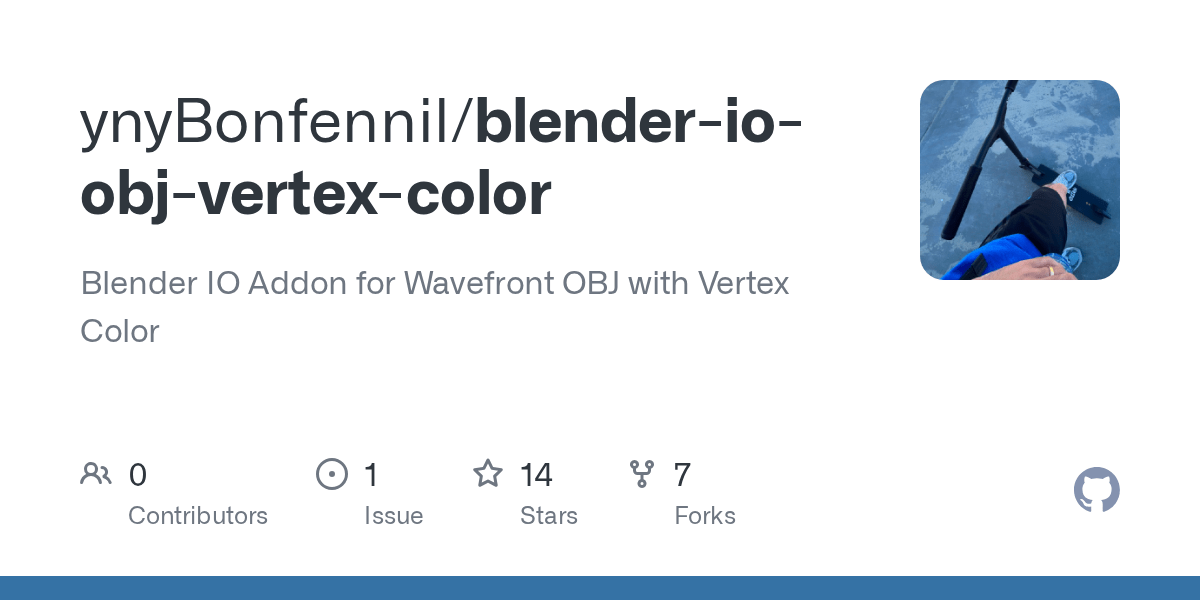 GitHub ynyBonfennil/blenderioobjvertexcolor Blender IO Addon for