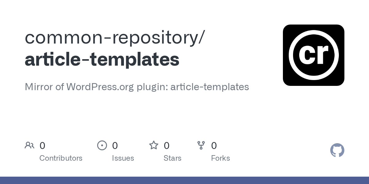 GitHub commonrepository/articletemplates Mirror of