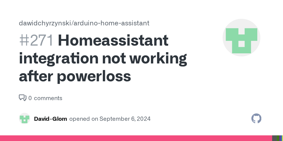 Homeassistant integration not working after powerloss · Issue 271
