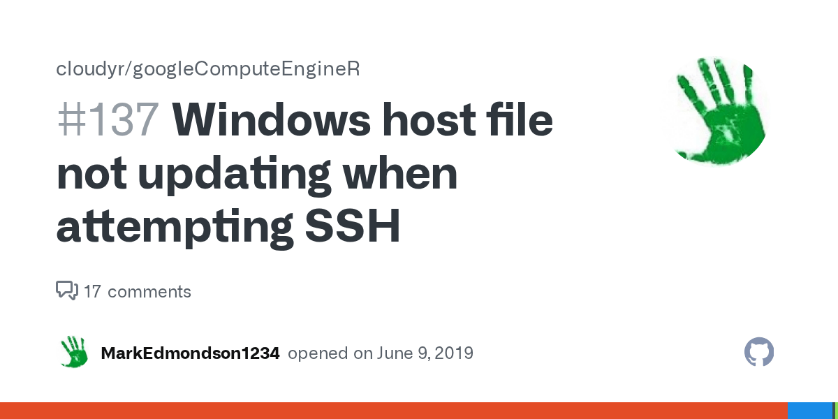 Windows host file not updating when attempting SSH · Issue 137