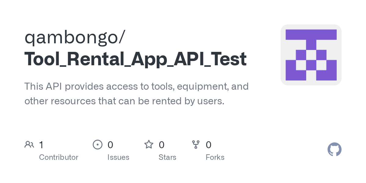 GitHub Evansmbongo/Tool_Rental_App_API_Test This API provides access