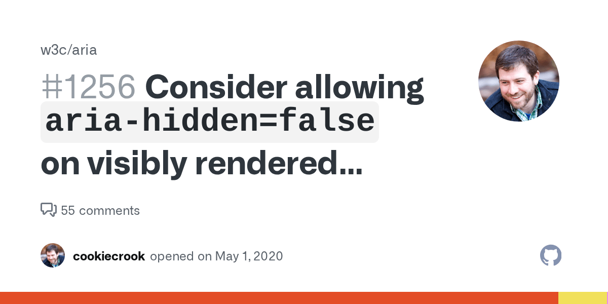 Consider allowing `ariahidden=false` on visibly rendered elements