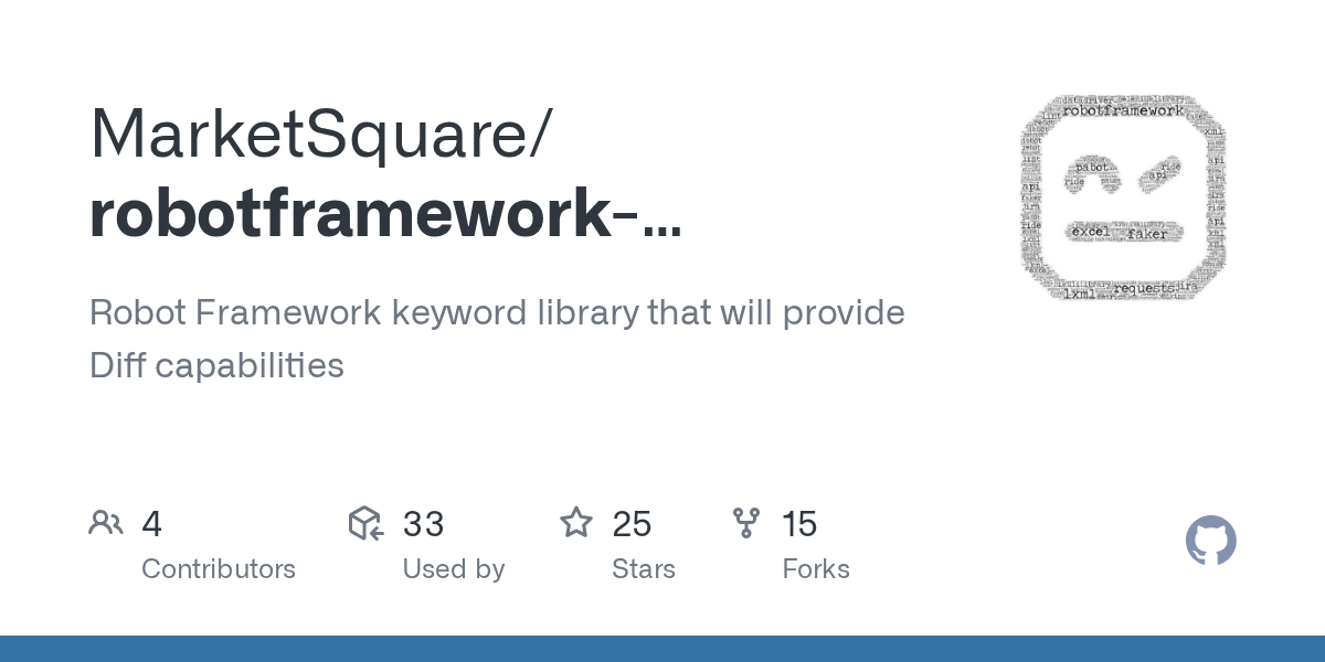 GitHub MarketSquare/robotframeworkdifflibrary Robot Framework