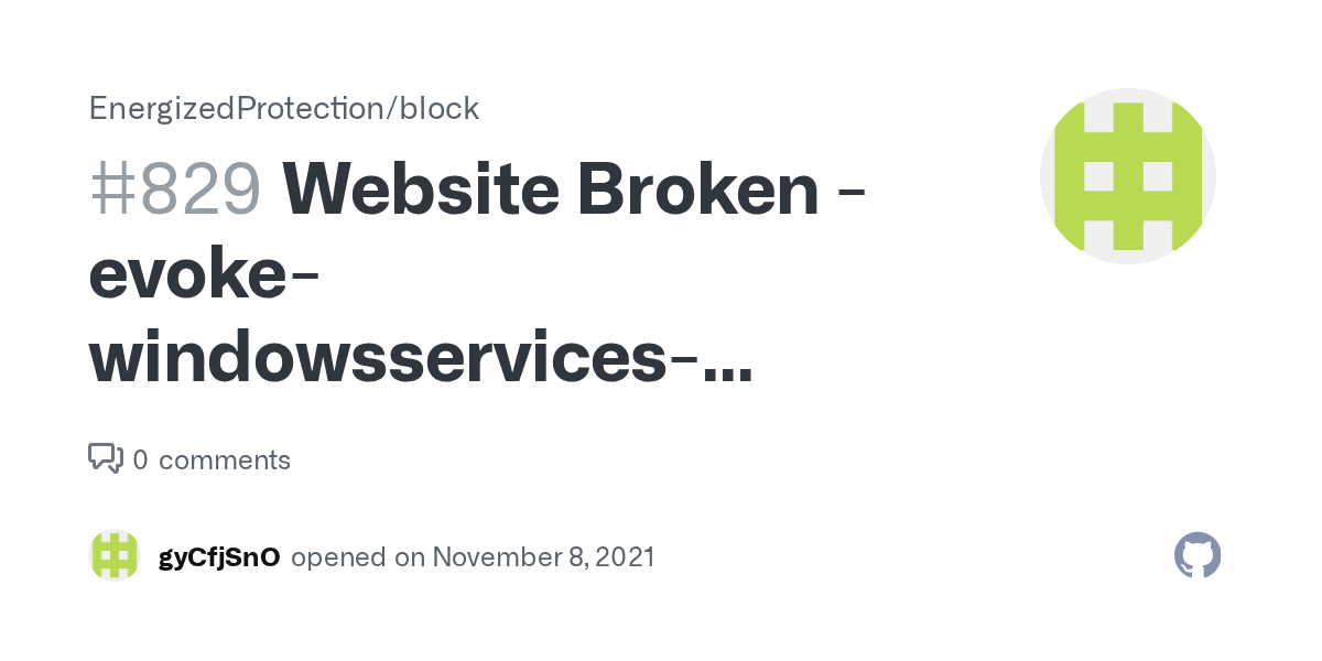 site Broken · Issue 829