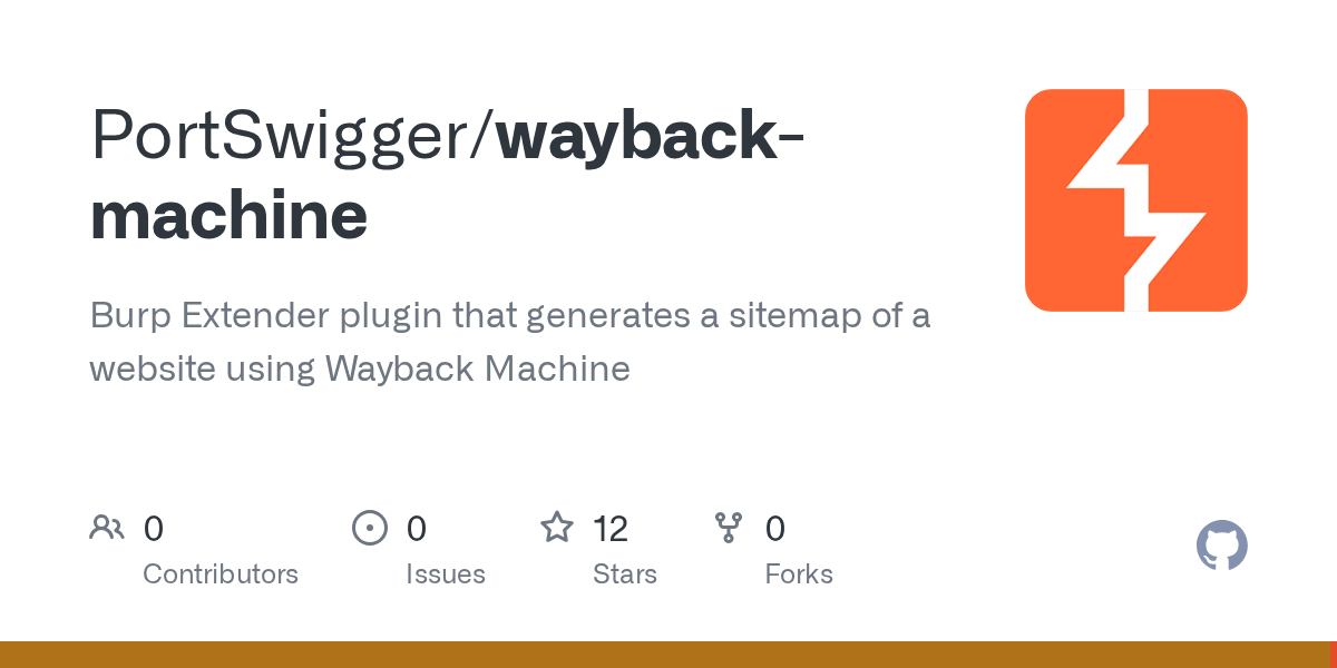 GitHub PortSwigger/waybackmachine Burp Extender plugin that