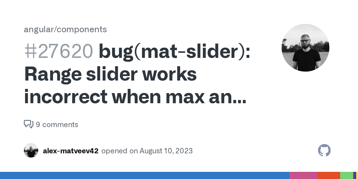 bug(matslider) Range slider works incorrect when max and min the same