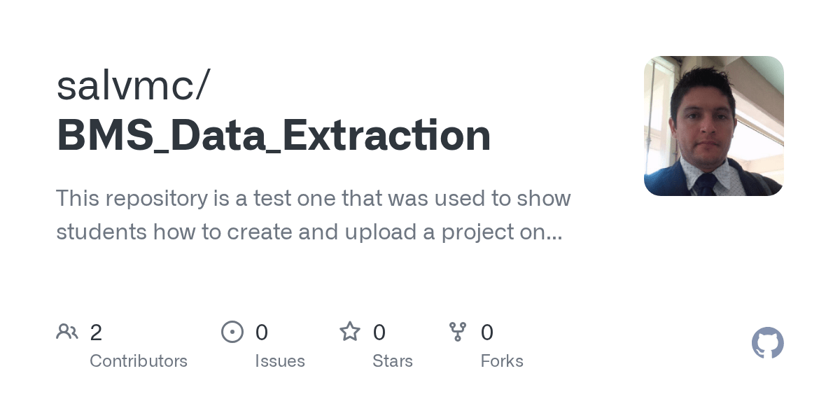 GitHub salvmc/BMS_Data_Extraction This repository is a test one that