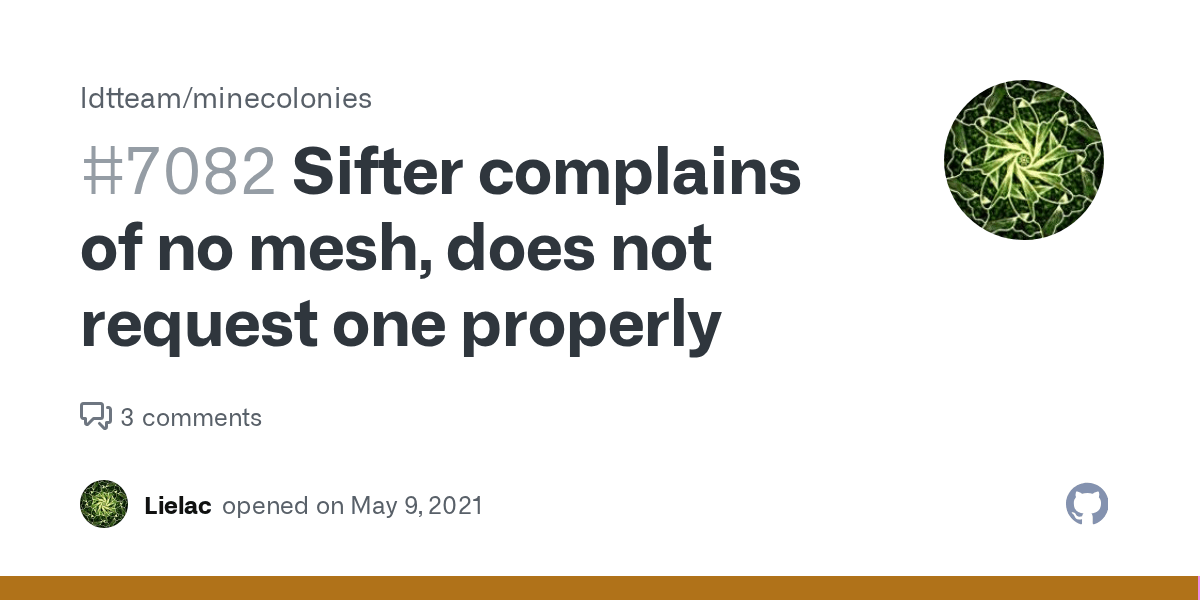 Sifter complains of no mesh, does not request one properly · Issue