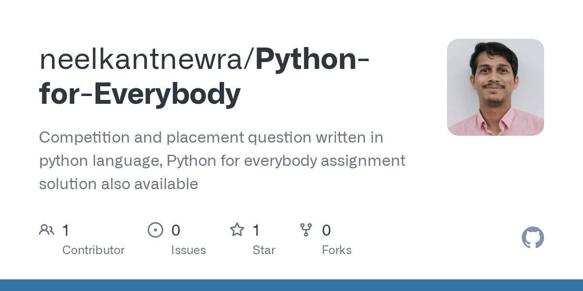 GitHub neelkantnewra/PythonforEverybody Competition and placement question written in