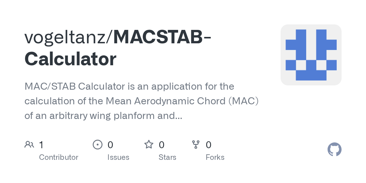 GitHub vogeltanz/MACSTABCalculator MAC/STAB Calculator is an