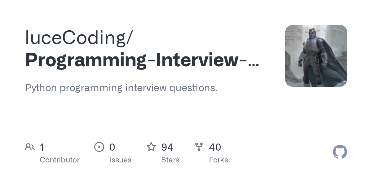 GitHub luceCoding/ProgrammingInterviewQuestionsinPython Python