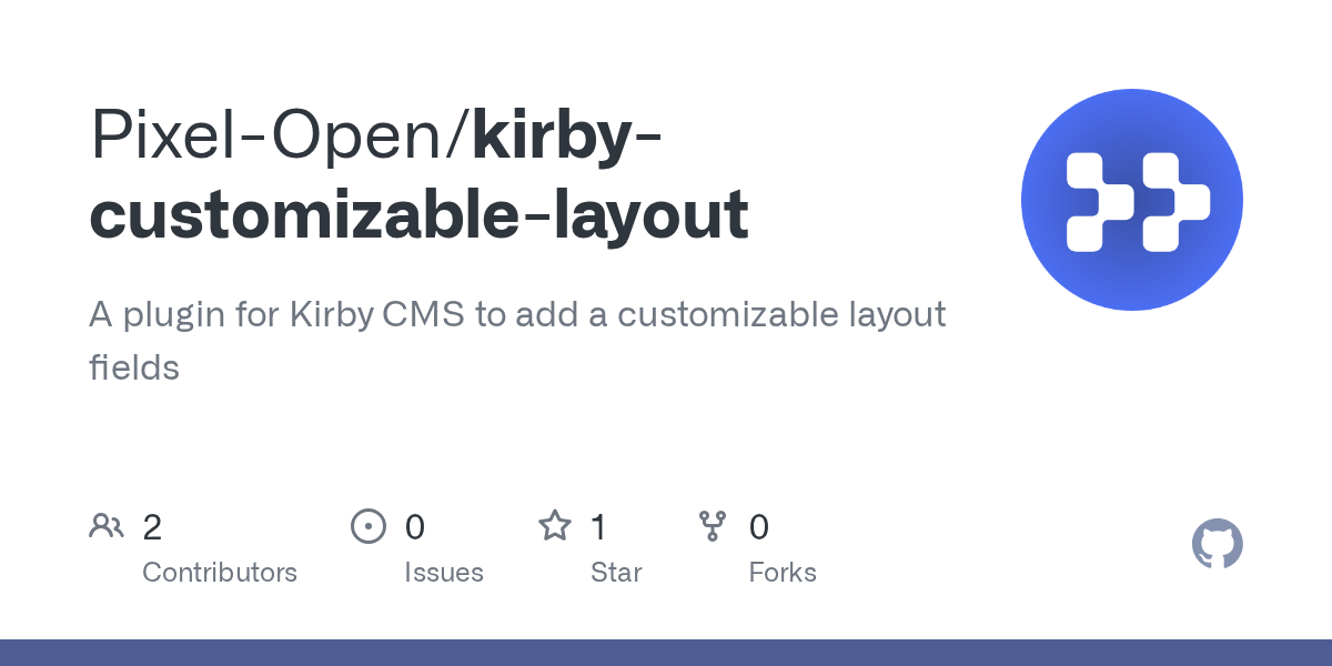 GitHub PixelOpen/kirbycustomizablelayout A plugin for Kirby CMS