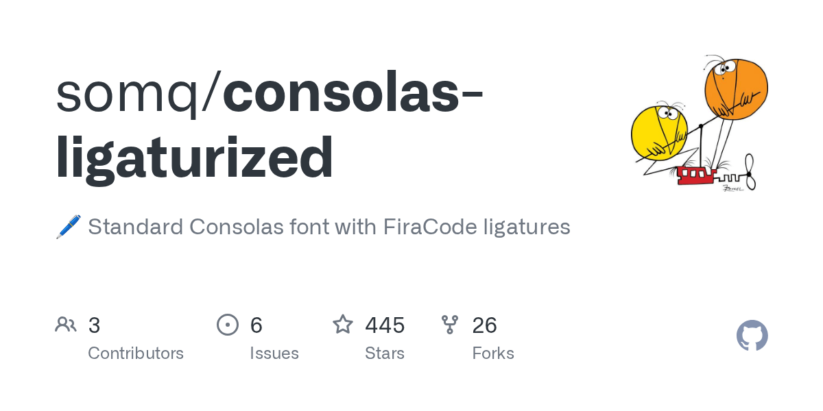 GitHub somq/consolasligaturized 🖊️ Standard Consolas font with