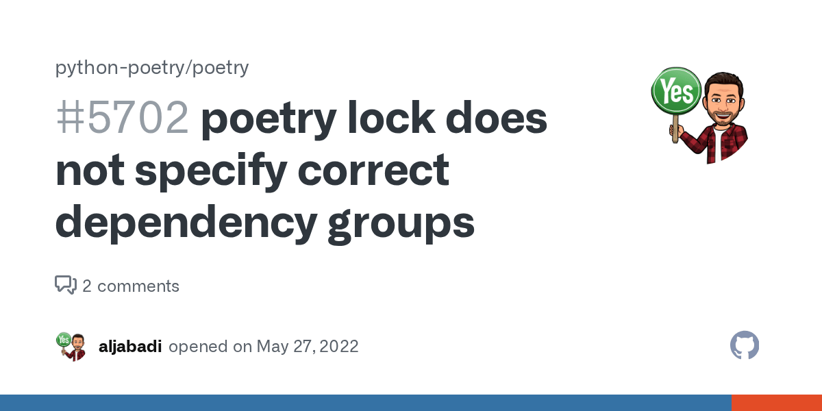 poetry lock does not specify correct dependency groups · Issue 5702