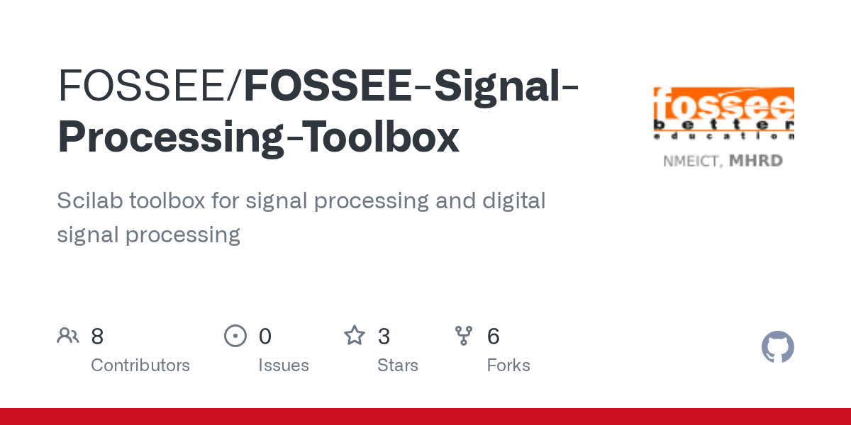 GitHub FOSSEE/FOSSEESignalProcessingToolbox Scilab toolbox for