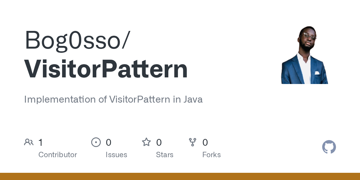 GitHub Bog0sso/VisitorPattern Implementation of VisitorPattern in Java