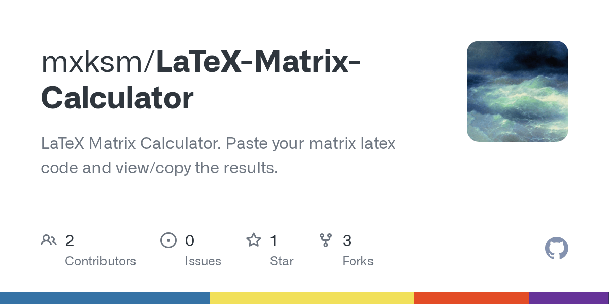 GitHub maxinimus/LaTeXMatrixCalculator LaTeX Matrix Calculator