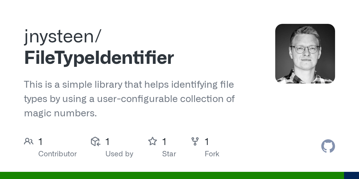 GitHub jnysteen/FileTypeIdentifier This is a simple library that