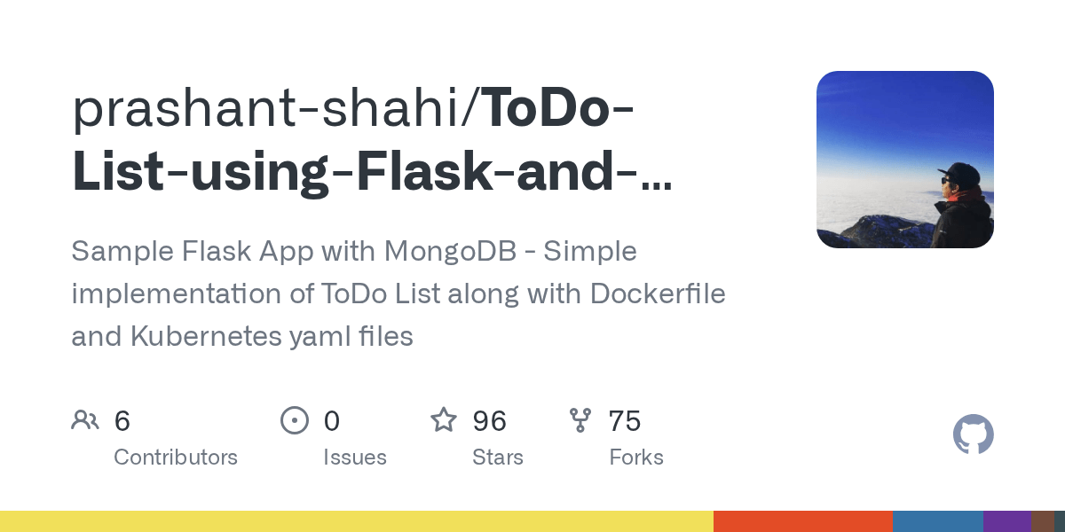 GitHub prashantshahi/ToDoListusingFlaskandMongoDB Simple