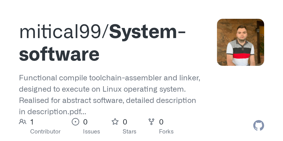 GitHub mitical99/Systemsoftware Functional compile toolchain