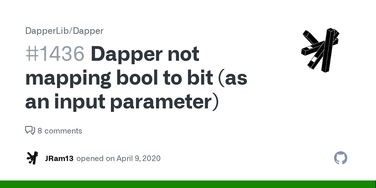 Dapper not mapping bool to bit (as an input parameter) · Issue 1436