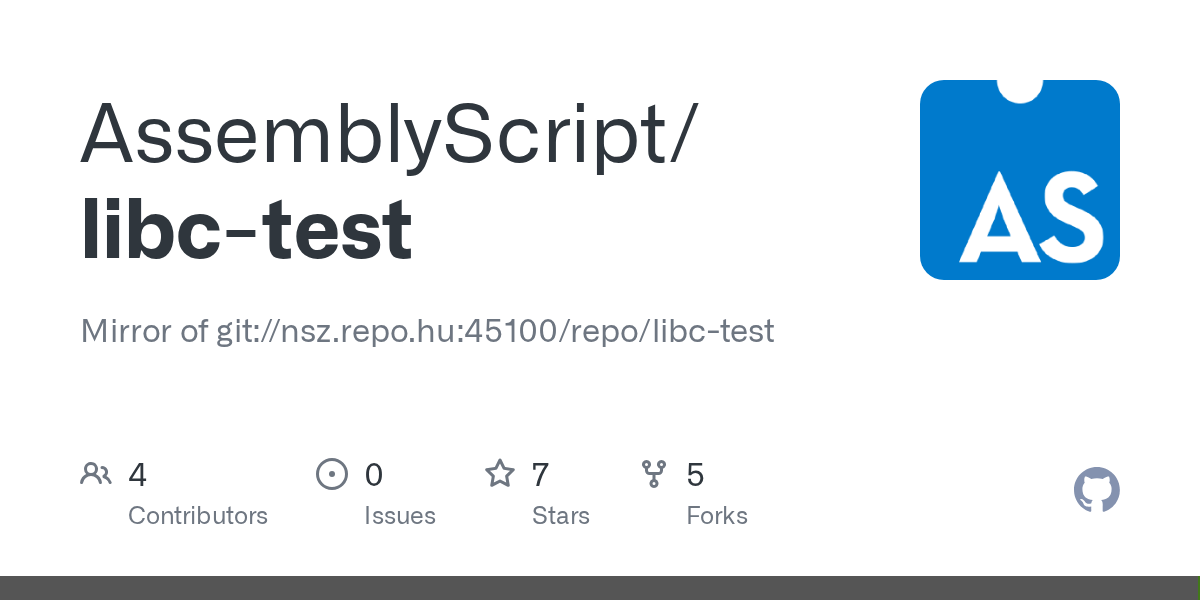GitHub AssemblyScript/libctest Mirror of git//nsz.repo.hu45100