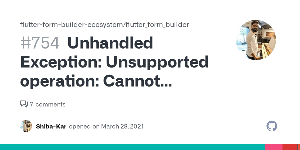 Unhandled Exception Unsupported operation Cannot modify unmodifiable