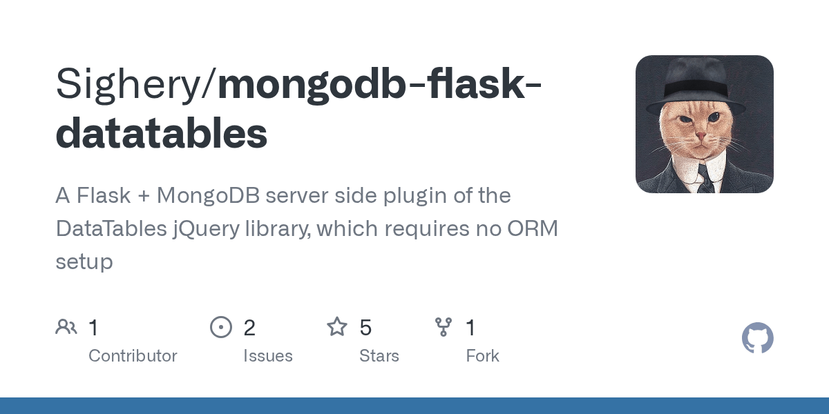 GitHub Sighery/mongodbflaskdatatables A Flask + MongoDB server