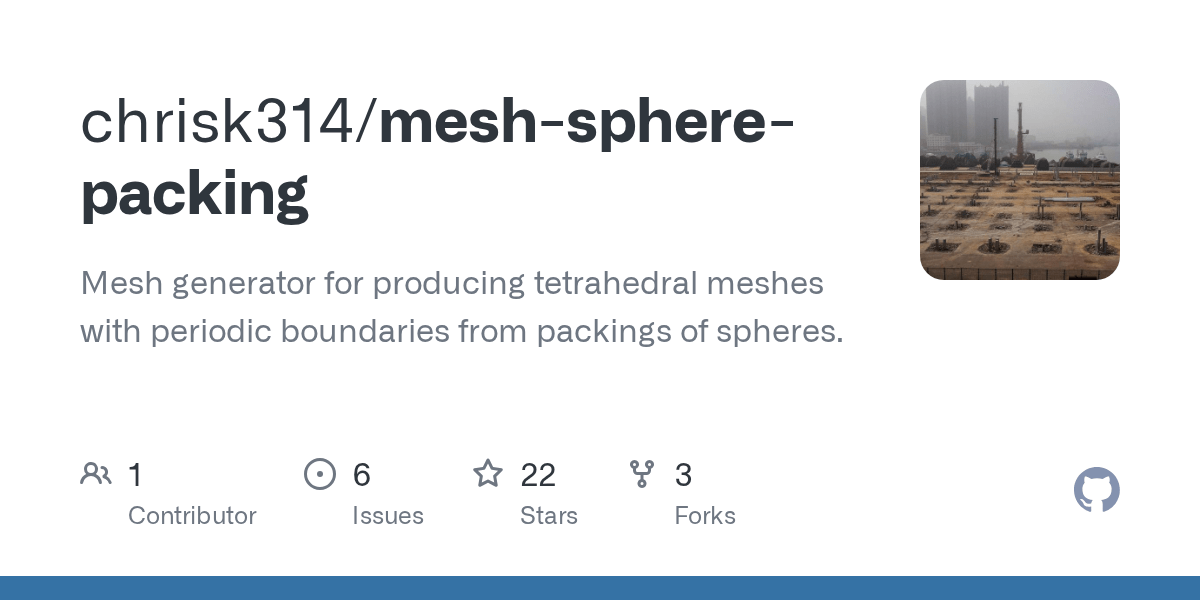 GitHub chrisk314/meshspherepacking Mesh generator for producing tetrahedral meshes with