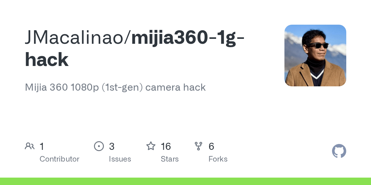 GitHub JMacalinao/mijia3601ghack Mijia 360 1080p (1stgen) camera hack