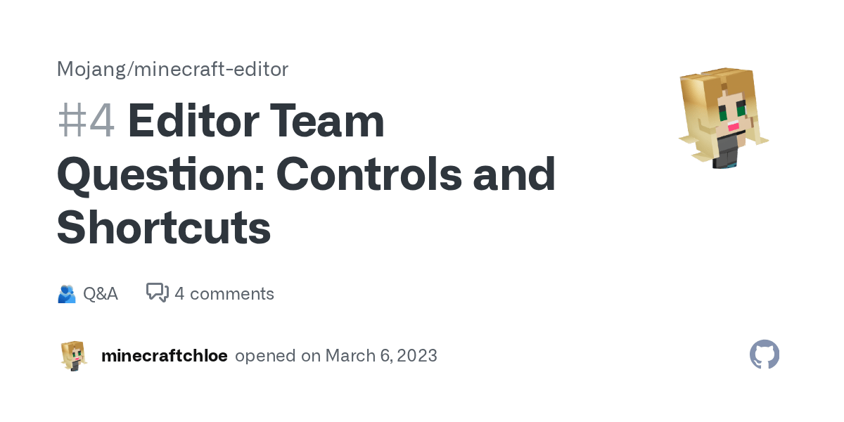 Editor Team Question Controls and Shortcuts · Mojang minecrafteditor