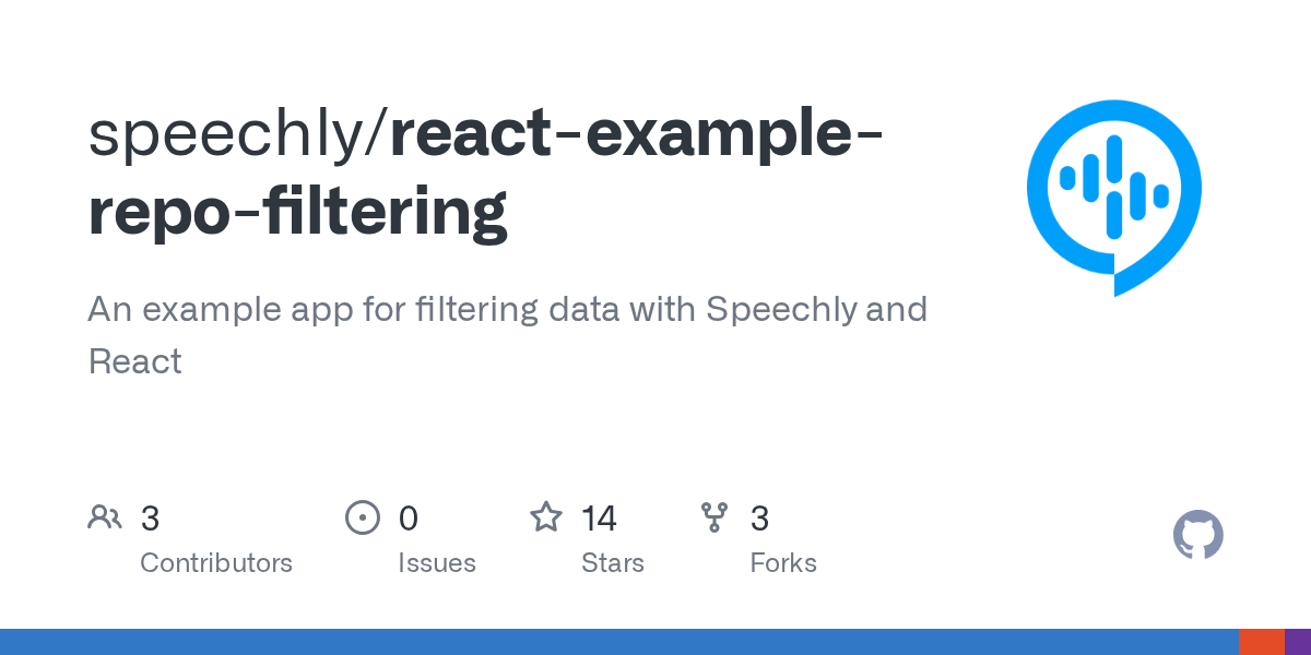 GitHub speechly/reactexamplerepofiltering An example app for