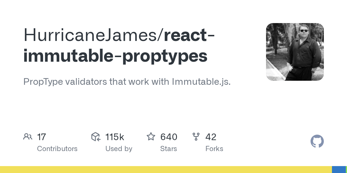 GitHub HurricaneJames/reactimmutableproptypes PropType validators