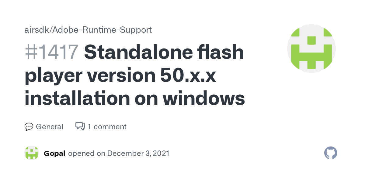 Standalone flash player version 50.x.x installation on windows · airsdk