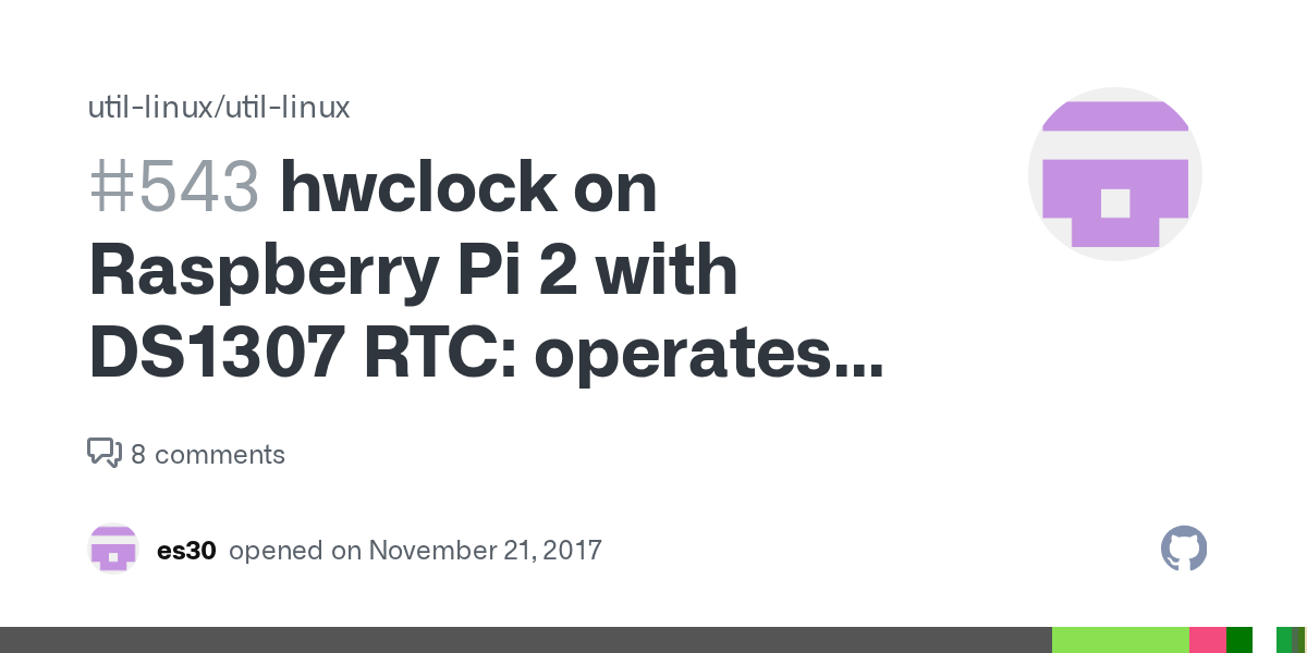 hwclock on Raspberry Pi 2 with DS1307 RTC operates correctly in util