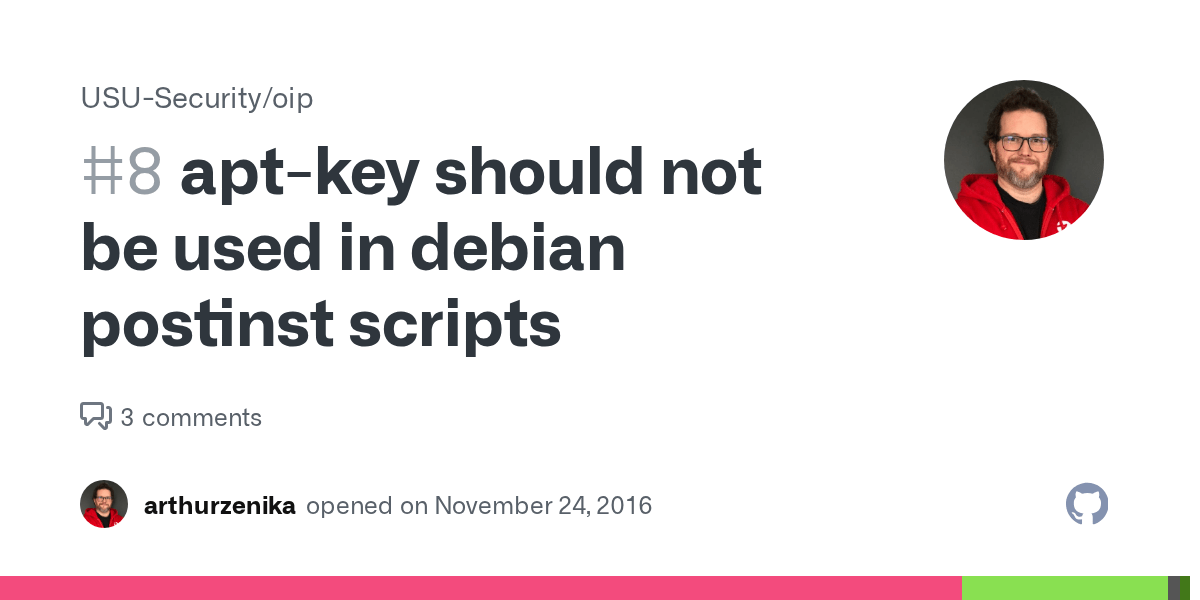aptkey should not be used in debian postinst scripts · Issue 8 · USU