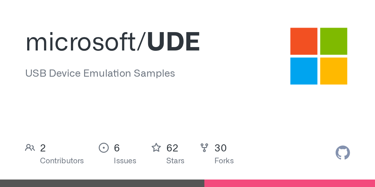 GitHub microsoft/UDE USB Device Emulation Samples
