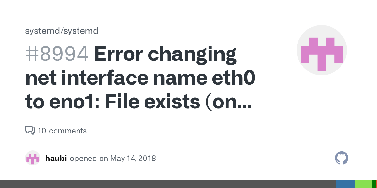 Error changing net interface name eth0 to eno1 File exists (on Lenovo